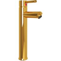 vidaXL Bathroom Sink with Tap and Push Drain Frosted Tempered Glass - Gold
