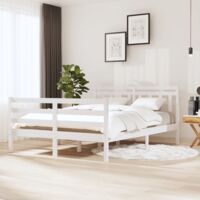 3100635 Bed Frame without Mattress White Solid Wood 140x190 cm (810411+814095) vidaXL