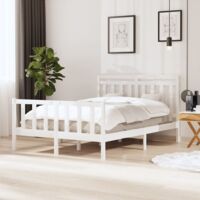 3100700 Bed Frame without Mattress White Solid Wood 140x190 cm (810063+814095) vidaXL