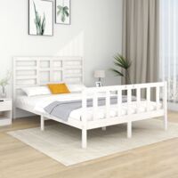 Bed Frame without Mattress White Solid Wood 140x190 cm vidaXL