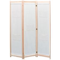 vidaXL 3-Panel Room Divider Cream 120x170x4 cm Fabric - Cream