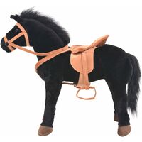 vidaXL Standing Toy Horse Plush Black - Black
