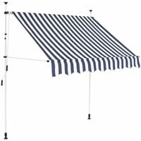 vidaXL Manual Retractable Awning 150 cm Blue and White Stripes - Blue