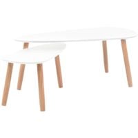vidaXL Coffee Table Set 2 Pieces Solid Pinewood White - White