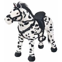 vidaXL Standing Plush Toy Horse Black and White XXL - Black