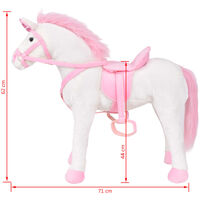 vidaXL Standing Plush Toy Unicorn White and Pink XXL - White