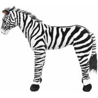 vidaXL Standing Plush Toy Zebra Black and White XXL - Black