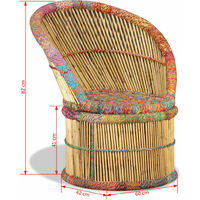 vidaXL Bamboo Chair with Chindi Details - Multicolour