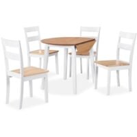 vidaXL Dining Set MDF and Rubberwood White 5 Pieces - White