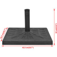 vidaXL Parasol Base Resin Square Black 12 kg - Black