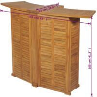 vidaXL Folding Bar Table 155x53x105 cm Solid Teak Wood - Brown