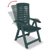 vidaXL Reclining Garden Chairs Plastic Green 2 pcs - Green