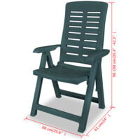vidaXL Reclining Garden Chairs Plastic Green 2 pcs - Green