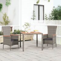 Garden Table with Wooden Top Grey Poly Rattan&Solid Wood Acacia vidaXL