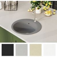 vidaXL Granite Kitchen Sink Single Basin Round Grey - Grey