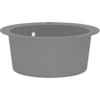 vidaXL Granite Kitchen Sink Single Basin Round Grey - Grey