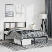 Metal Bed Frame without Mattress with Headboard Black 135x190cm vidaXL
