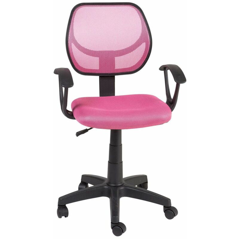 Silla de Oficina Giratoria Ajustable Con Reposabrazos Escritorio Sillon Despacho Color Rosa