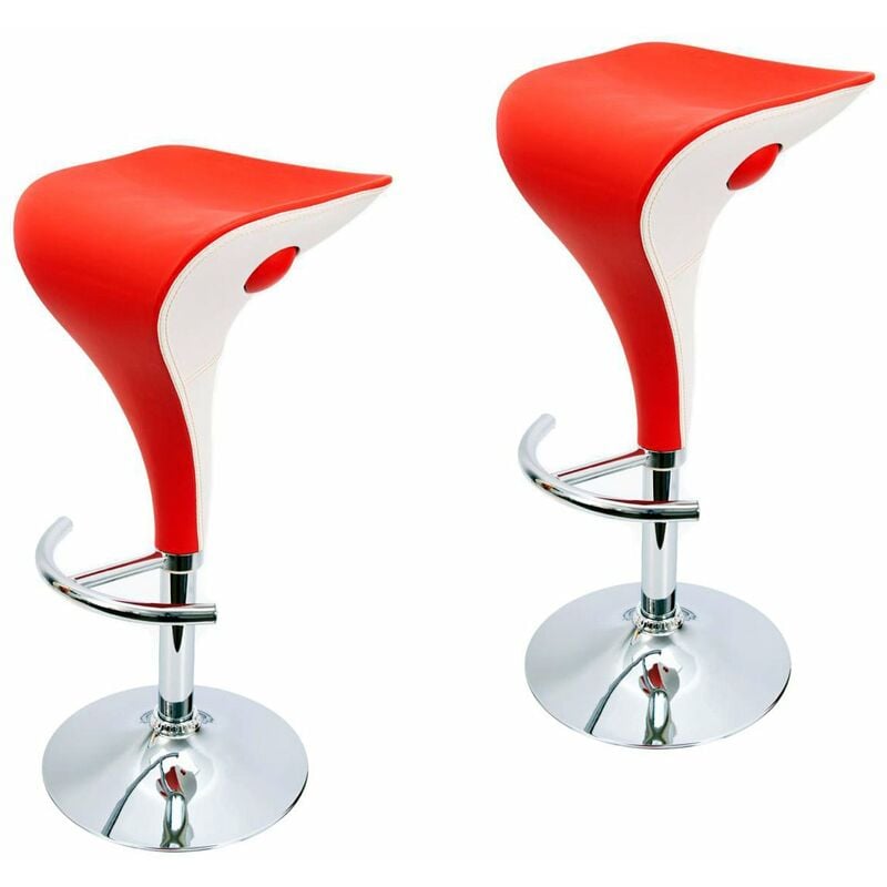 2x Taburetes De cocina comedor bar moderno altura ajustable 360° color rojo diseño pack 2