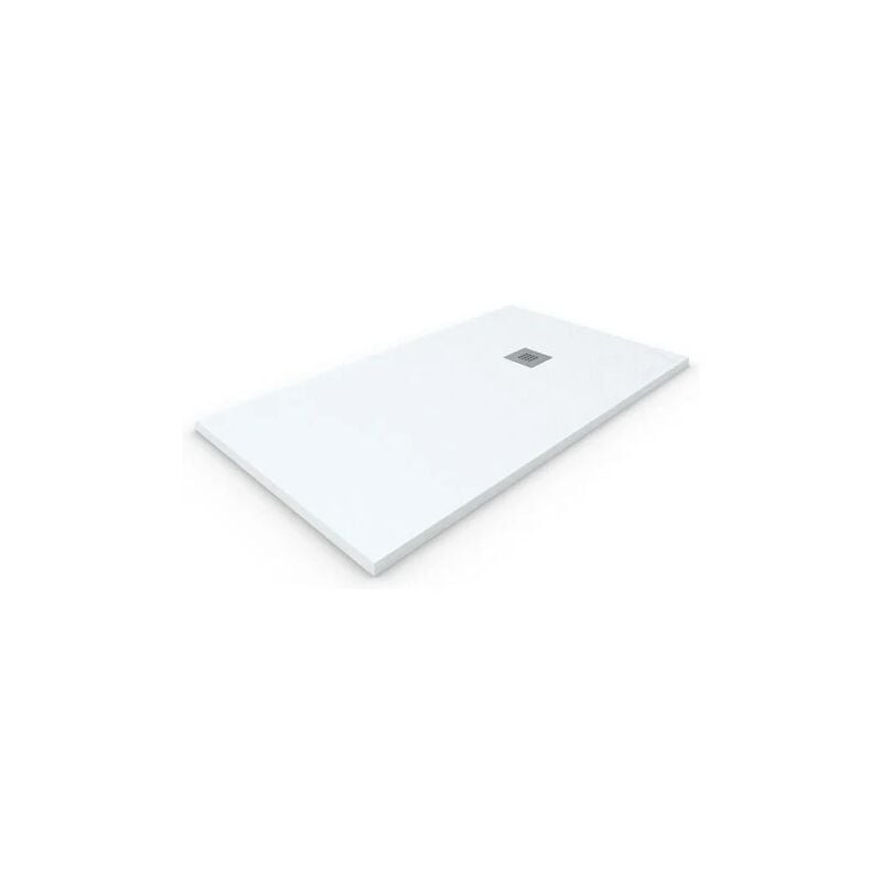 Receveur de douche en résine extra-plat Outletaseo® - Antidérapant, texture ardoise - 【70x80 cm, Blanc RAL 9003】 - Grille incluse
