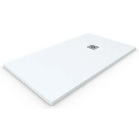 Receveur de douche en résine extra-plat Outletaseo® - Antidérapant, texture ardoise - 【70x80 cm, Blanc RAL 9003】 - Grille incluse