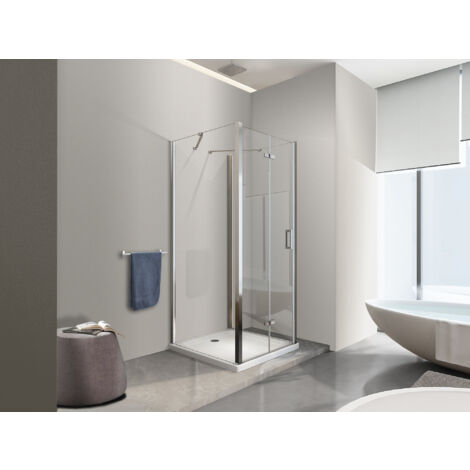 NALA Douche pliante avec ouverture vers l'interieur et deux parois fixes H. 190 - 67,5-70 Fixe - 57,5-60 Porte (1/5)