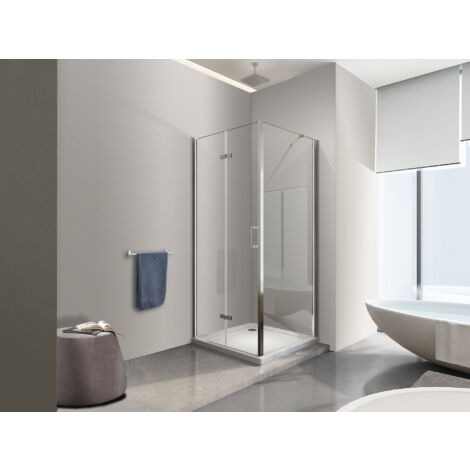 NALA Douche pliante avec ouverture vers l'interieur et un paroi fixe H. 190 - 87,5-90 Fixe - 87,5-90 Porte (1/5)