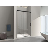 NALA Puerta de ducha para instalación en nicho con cierre suave Soft Close H 200, marco negro mate de 8 mm Cm 120 (117-120)