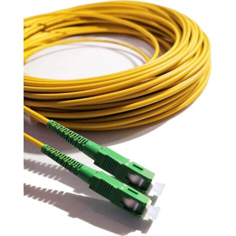 Elfcam - Câble Fibre Optique SC-APC à SC-APC - 200m (Jaune), Jarretière Optique Ultra Performante, 9/125μm Monomode, Compatible Livebox, SFR Box, Bbox, Mobistar