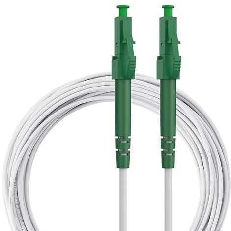 Elfcam - Câble Fibre Optique LC/APC à LC/APC - 0,5m (Blanc), Jarretière Optique Simplex Monomode 9/125μm LSZH