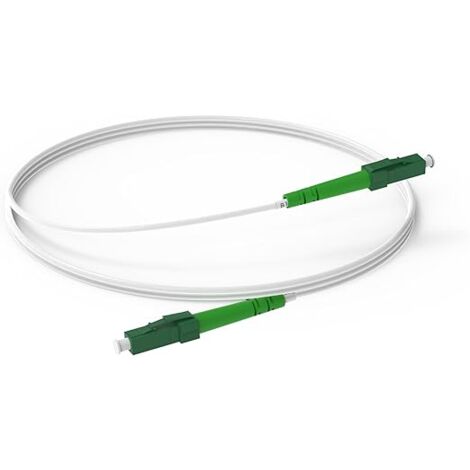 Elfcam - Câble Fibre Optique LC/APC à LC/APC - 0,5m (Blanc), Jarretière Optique Simplex Monomode 9/125μm LSZH