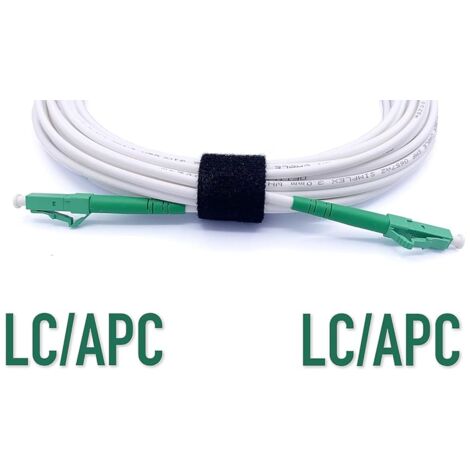 Elfcam - Câble Fibre Optique LC/APC à LC/APC - 0,5m (Blanc), Jarretière Optique Simplex Monomode 9/125μm LSZH