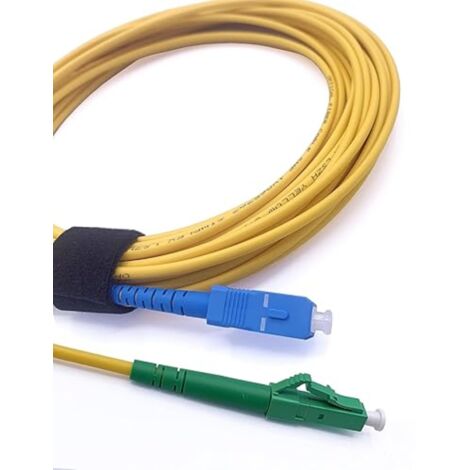 Elfcam - 1m Câble à Fibre Optique SC/UPC à LC/APC Monomode Simplex 9/125μm OS2 Jarretière Optique LSZH Jaune (1/5)