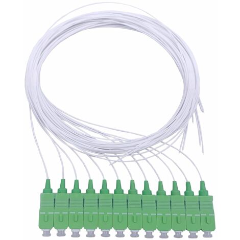 Elfcam® - Pigtail a Fibre Optique 12 Fibres Monomode Simplex SC/APC 9/125um OS2, Blanc (1/2)