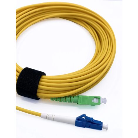 Elfcam® - Cable a Fibre Optique SC/APC a LC/UPC Monomode Simplex, 9/125 um Jarretiere Optique LSZH (15M)