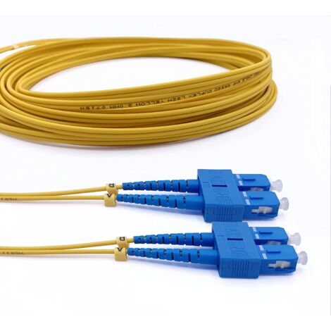 Elfcam® - Cable a Fibre Optique SC/UPC a SC/UPC Duplex Monomode, Jarretiere Optique 9/125um OS2 LSZH (1M) (1/5)