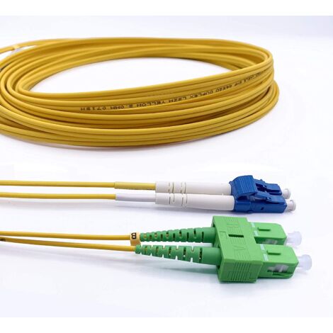 Elfcam® - Cable a Fibre Optique (Jarretiere Optique) OS2 Monomode Duplex SC/APC a LC/UPC (5M)