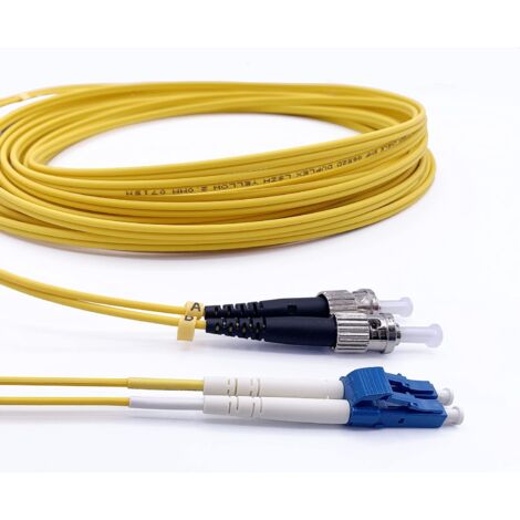 Elfcam® - Cable a Fibre Optique (Jarretiere Optique) ST/UPC a LC/UPC Monomode Duplex OS2 (1M) (1/5)