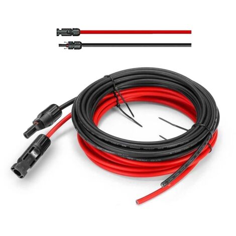 Câble solaire 10m 4 mm² 12AWG – Connecteur photovoltaïque à une extrémité – Tension max 1500V DC – Certification TÜV
