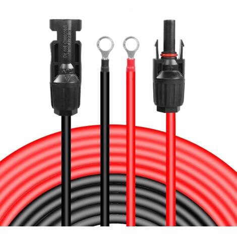 Solarsys® - 2m DC Câbles 10AWG 4,0mm² d’Extension Photovoltaïques,avec Connecteur Femelle et Mâle Adaptateur de Fil de Câblage de Panneau Solaire pour Batterie d'Onduleur de Générateur Solaire …