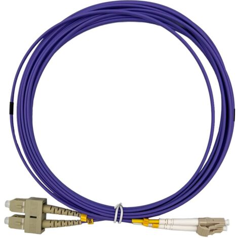 Elfcam® - 3m Câble à Fibre Optique OM4 LC/PC à SC/PC Multimode Duplex, Jarretière Fibre Optique 50/125um 2.0mm LSZH (3M)