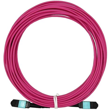 Elfcam® - Câble Fibre Optique MPO Femelle à MPO Femelle, Multimode OM4, Type B,Violet,(30m, 12 Fibres) (1/5)
