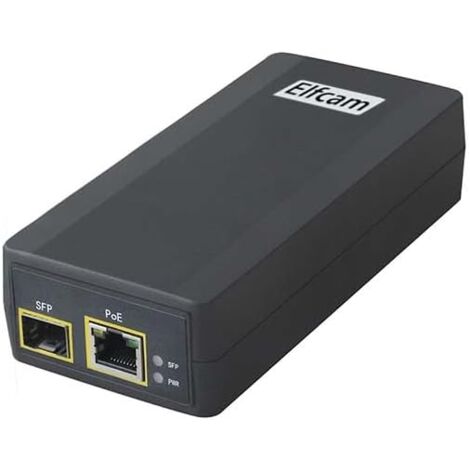Elfcam - SFP Fibre PoE Injecteur 55 V DC 30 W PoE+ Alimentation, Gigabit 1000 Mbps, Conforme à la Norme IEEE802.3af/at pour Caméra IP, Point d'accès (1/4)