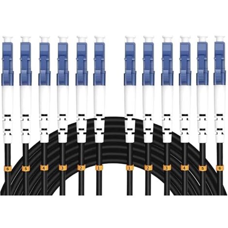 Elfcam® - 200m Câble Fibre 6 Fibres avec Connecteurs 3x Duplex LC/UPC vers 3x Duplex LC/UPC, Fibre Optique Monomode 9/125um OS2, 200 Mètres (1/5)