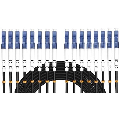 Câble Fibre Optique Elfcam 50m - 4 Fibres Monomode 9/125um OS2 - Connecteurs 2x Duplex LC/UPC - Pour Réseaux 10G/25G/40G/100G