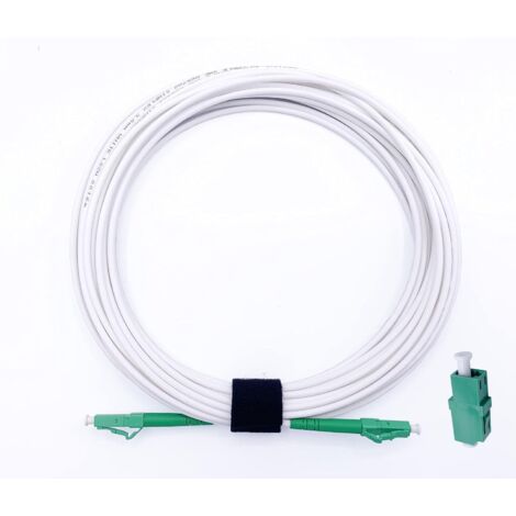 Elfcam® - 2m Câble à Fibre Optique LC/APC à LC/APC Simplex Monomode 3,0mm Blanc, La Livraison avec Le Coupleur pour Rallonge Fibre Optique,2 Mètre