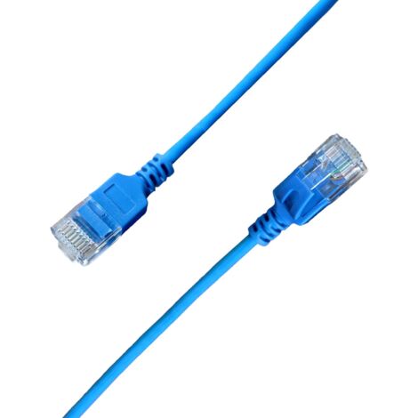 Elfcam - 30m Ultra Slim Cat 6A Câble Ethernet 10Gbps 32AWG UTP OD2,8mm 500MHz, 10Gb Thin RJ45 Patch Cord pour LAN, Router, Modem, Xbox, Laptop et Servers, Bleu 30 Mètre