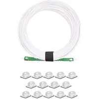 Elfcam® - Cable a Fibre Optique pour Orange SFR Bouygues, La Livraison avec 25 Pieces Clips de Cable Adhesif pour Gestion de Fibre Optique, SC/APC a SC/APC Monomode Blanc, 20M