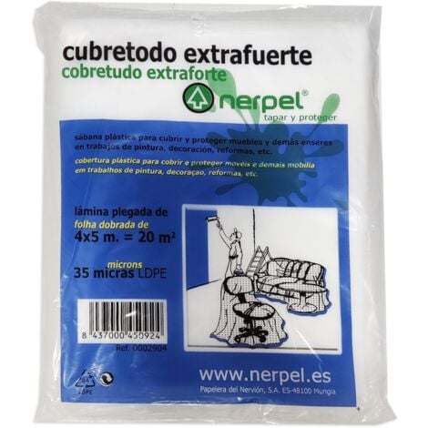 CUBRETODO EXTRA FUERTE 35 MICRAS 4 mts x 5 mts Nerpel