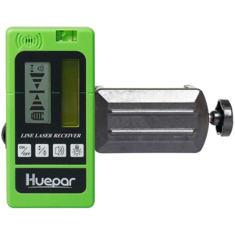 Huepar LR-5RG Laserdetektor für Pulslaser, digitaler Grün/Rot-Empfänger, beidseitig hintergrundbeleuchtetes LCD, 50–60 m Reichweite, für Linienlaser, nur kompatibel mit 5:5 PWM und 10-kHz-Frequenz